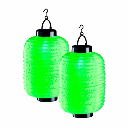 3x green solar lampion lanterns 35 cm