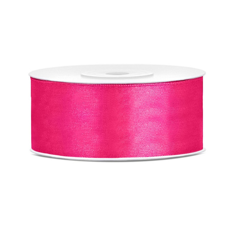 3x Hobby/decoration dark pink satin ribbons 2.5 cm/25 mm x 25 meters