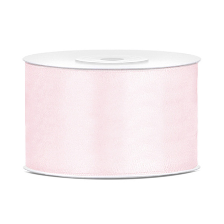 3x Hobby/decoration light powder pink satin ribbon 3,8 cm/38 mm x 25 meters