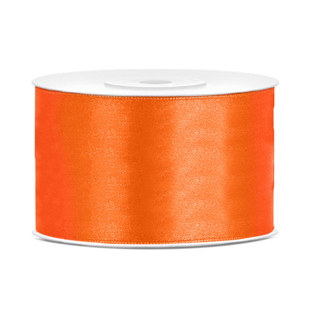 3x Hobby/decoration orange satin ribbon 3,8 cm/38 mm x 25 meters