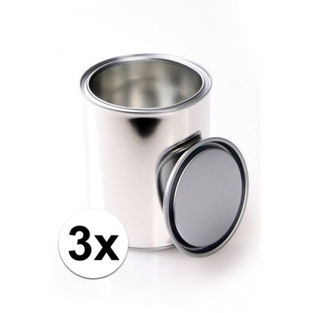 3x Craft material paint cans with lids