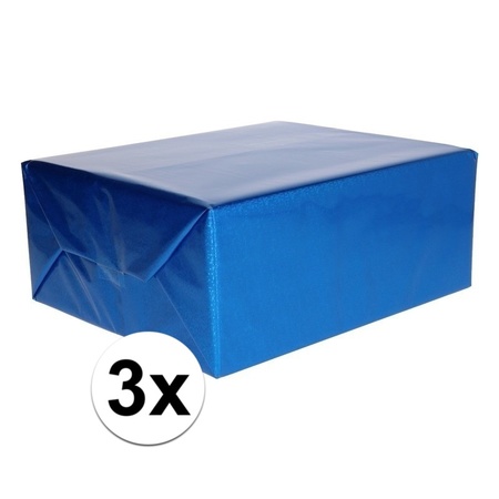 3x glitter hobbyfolie blauw 150 cm