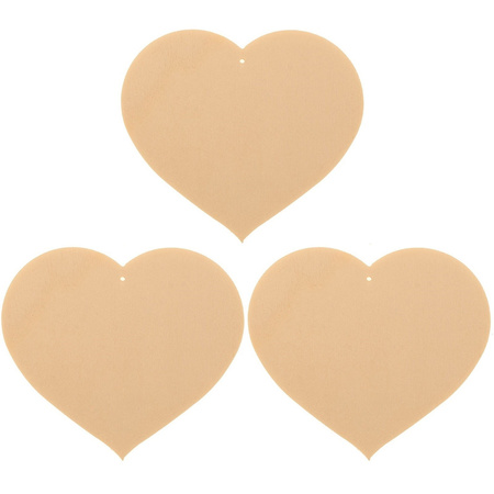 3x Wooden hearts 12 x 10 cm hobby/craft material