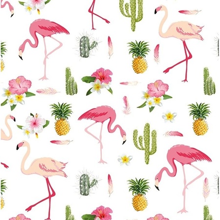 3x Wrapping paper pink flamingo 70 x 200 cm
