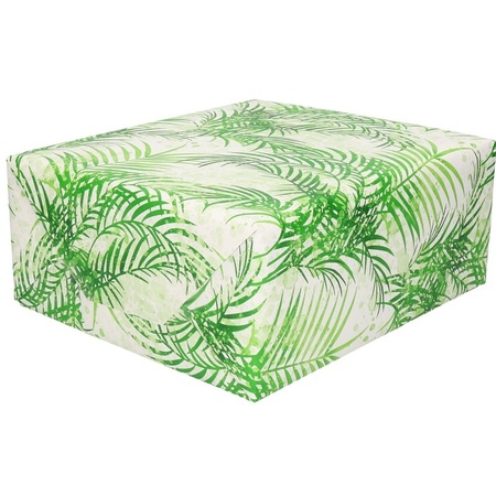 3x Inpakpapier/cadeaupapier wit/groene palmbomen 200 x 70 cm