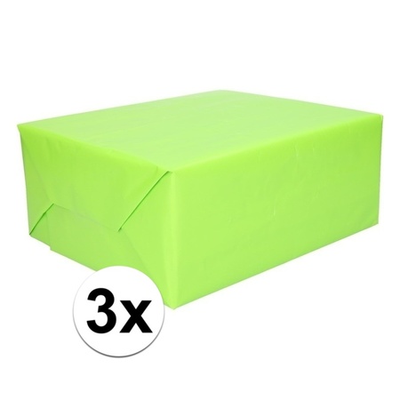3x Inpakpapier lime groen 200 cm