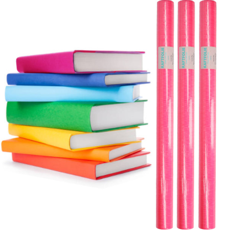 3x Neon roze folie inpakpapier voor boeken 3 meter