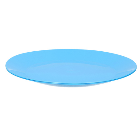3x pieces breakfast/dinner plastic camping plates 21 cm blue