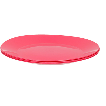 3x pieces breakfast/dinner plastic camping plates 21 cm pink