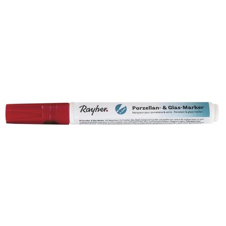 3x Rode glasstiften/porseleinstiften markers 1-2 mm punt hobbymateriaal