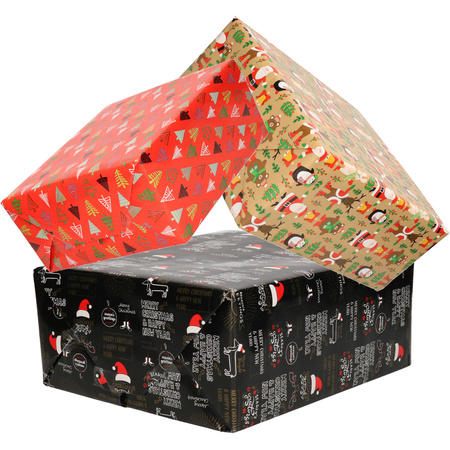 3x Rollen Kerst inpakpapier/cadeaupapier 2,5 x 0,7 meter