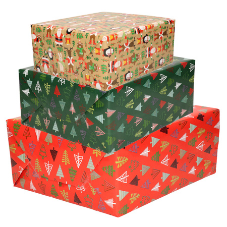 3x Rollen Kerst inpakpapier/cadeaupapier 2,5 x 0,7 meter