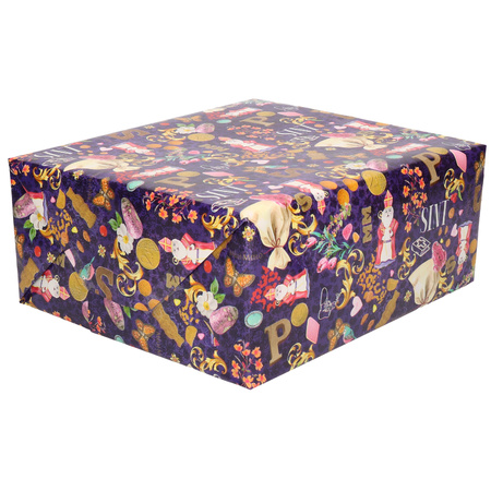 3x Roll Saint Nicholas wrapping paper coloured 2,5 x 0,7 meter