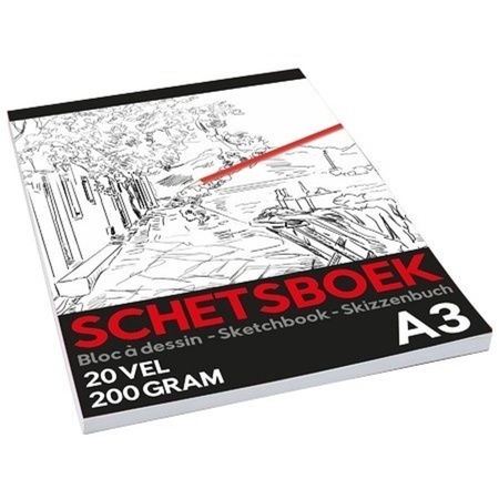 3x Professionele schetsboeken/tekenboeken A3 formaat
