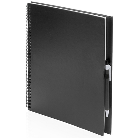 3x Schetsboeken/tekenboeken zwart A4 formaat 80 vellen inclusief pennen