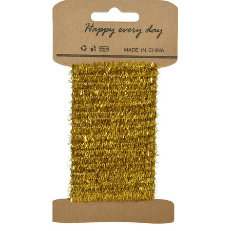 3x stuks goud lametta lint ijzerdraad op rol 200 cm - kerst artikelen