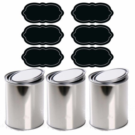 3x pieces paint cans with writable labels