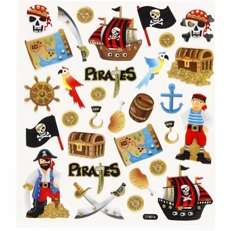 3x velletjes Piraten thema kinder stickers