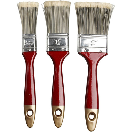 3x Paint brushes flat with nylon bristles