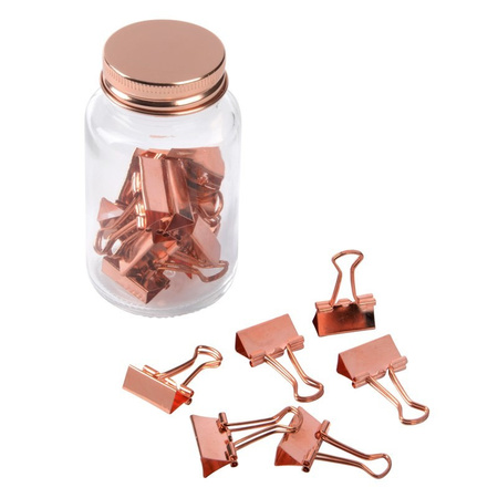 40x Copper document clips in glass jar desk/office supplies