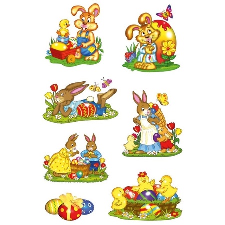 42x Pasen stickertjes met paashazen voor kinderen