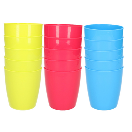 45x unbreakable plastic drinking glasses 300 ML blue-green-pink
