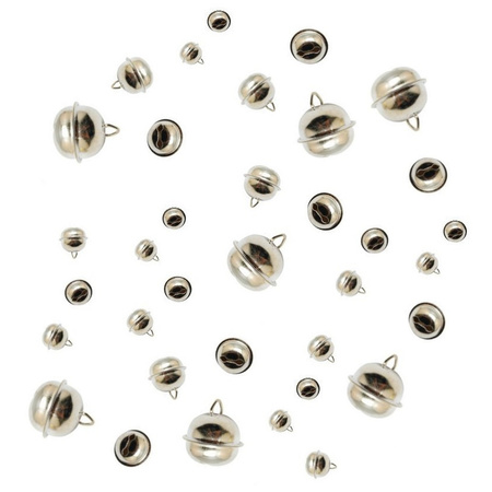 48x Metalen belletjes zilver met oog 12 mm hobby/knutsel benodigdheden