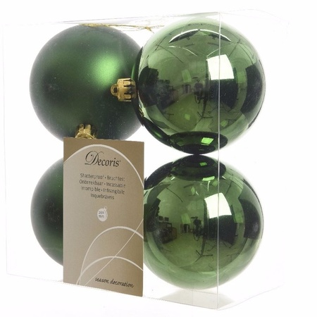 Kerstballen met piek set zilver-donkergroen-lichtroze voor 180 cm Kerstboom