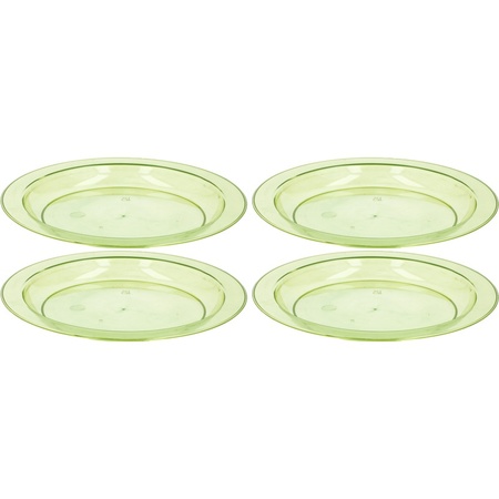 4x Ontbijtbordje groen 20 cm kinderservies van plastic/kunststof