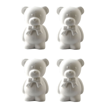 4x Hobby/DIY styrofoam bears with ribbon 20 cm 