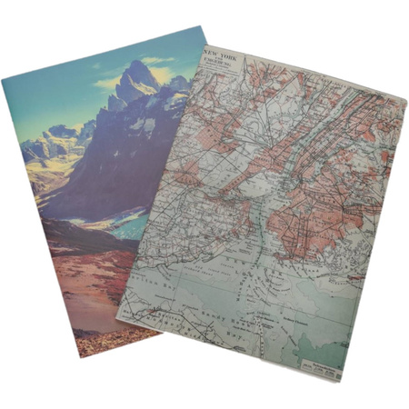 4x Notitieschriften/notitieboekjes aarde/landkaart B5 formaat 18x25 cm 80 bladzijdes