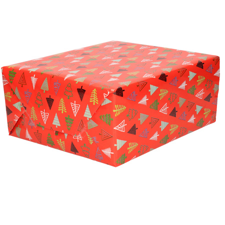 4x Roll Christmas wrapping paper red 2,5 x 0,7 meter
