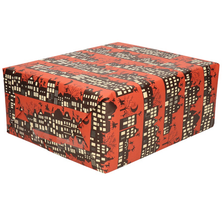 4x Rollen Sinterklaas inpakpapier/cadeaupapier donkerrood 2,5 x 0,7 meter