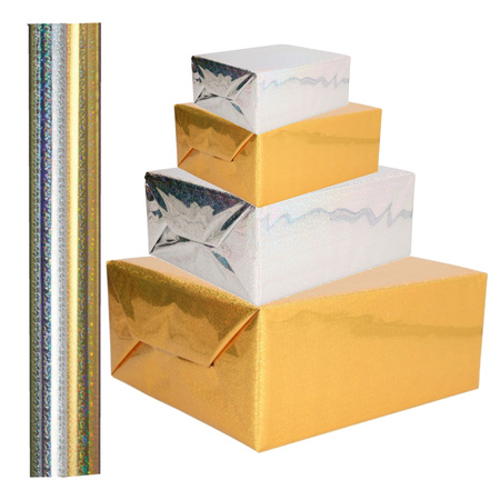 4x rolls Holographic metallic hobby foil 70 x 150 cm gold and silver