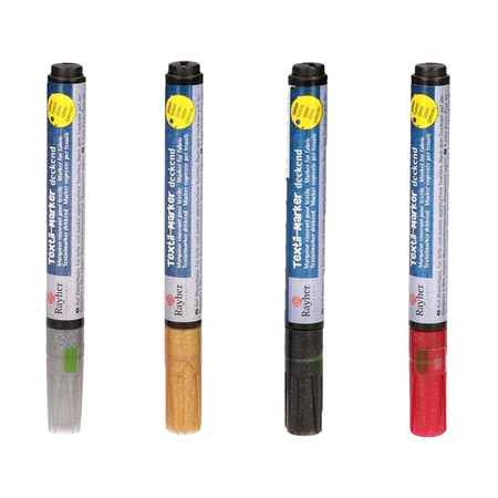 4x Textile markers set gold/silver/black/red