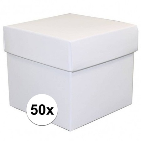 50x Vierkante witte kadootjes/cadeautjes 10 cm