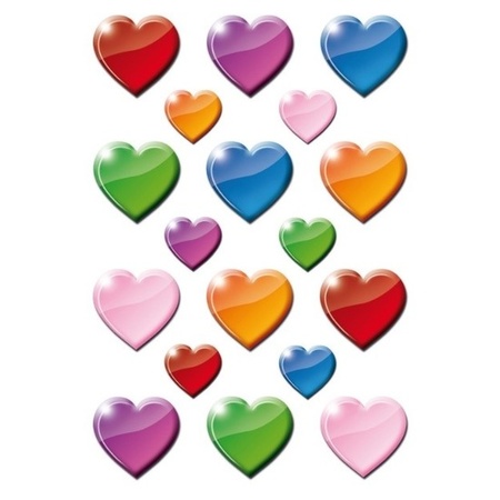 54x Coloured heart figures stickers