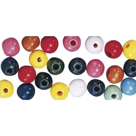 54x Colored wooden beads 14 mm