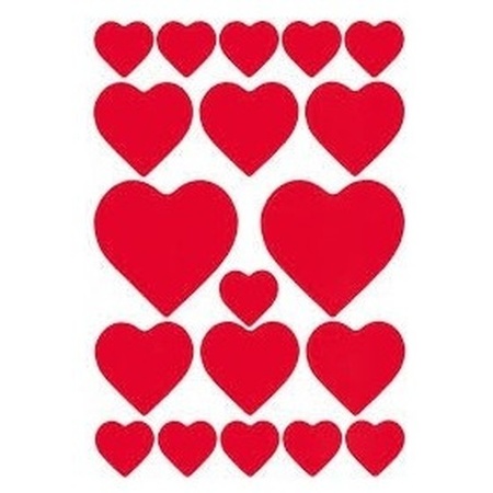 57x hartjes love stickers 1 tot 4 cm - plank stickers - rood - liefde/valentijnsdag