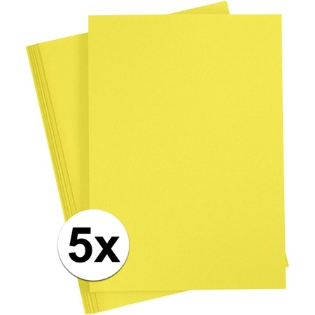 5x Geel knutsel karton A4