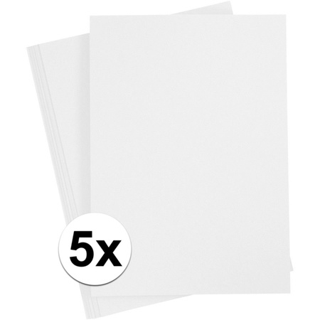 5x Wit knutsel karton A4
