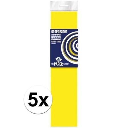 5x Crepe paper flat neon yellow 250 x 50 cm