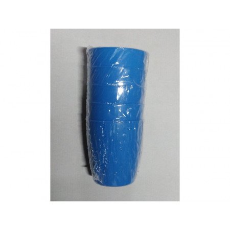 5x plastic drinking mugs 300 ml blue