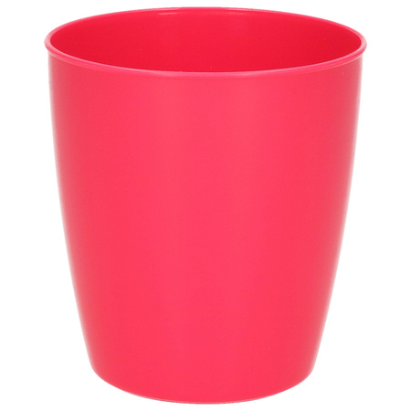5x plastic drinking mugs 300 ml pink