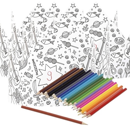 Kroontjes inkleuren incl. potloden voor kinderen