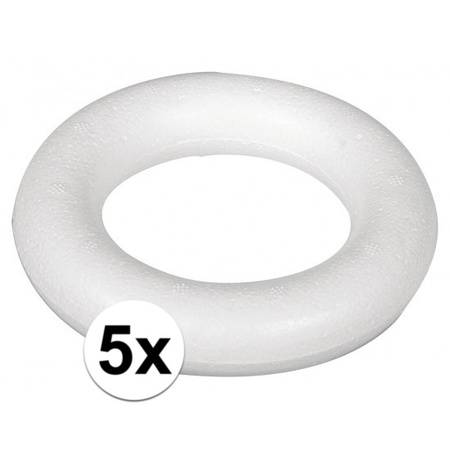 5x styropor ringen/kransen 15 cm