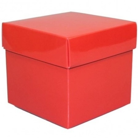 5x Vierkante rode kadootjes/cadeautjes 10 cm