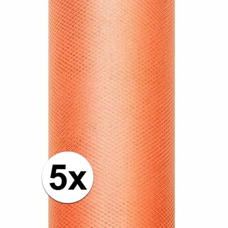 5x Rollen tule stof oranje 15 cm breed