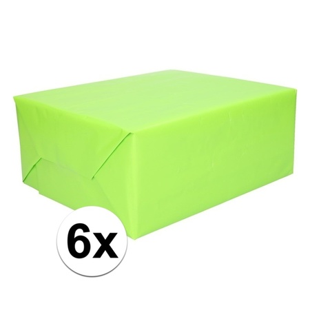 6x Inpakpapier lime groen 200 cm