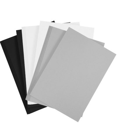 6x A4 hobby cardboard black/white/grey